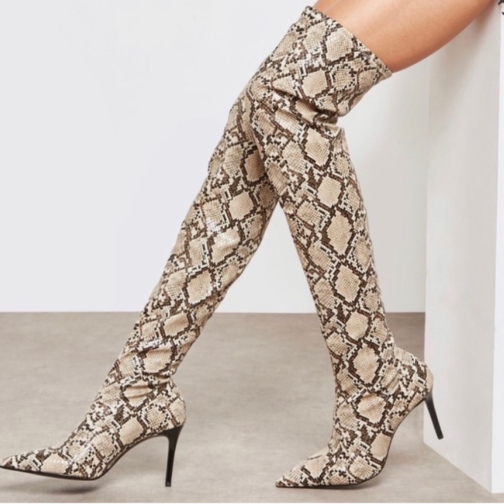Mango Snake Skin Boots Knee High